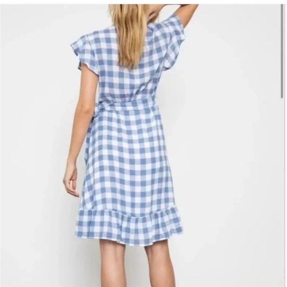 Rails Brigette Periwinkle Gingham wrap midi Dress - Picture 3 of 15